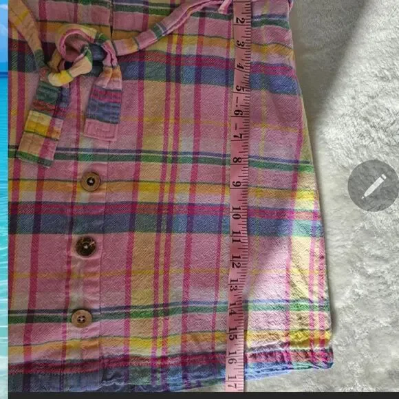 Purple & More Multicolor Plaid Linen Blend Skirt - Button Front,  Size M" - Picture 4 of 5